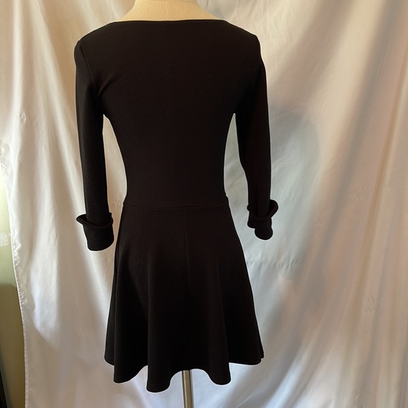 ASOS Black Fit and Flare Dress with Cuffed Long Sleeves - Picture 4 of 6